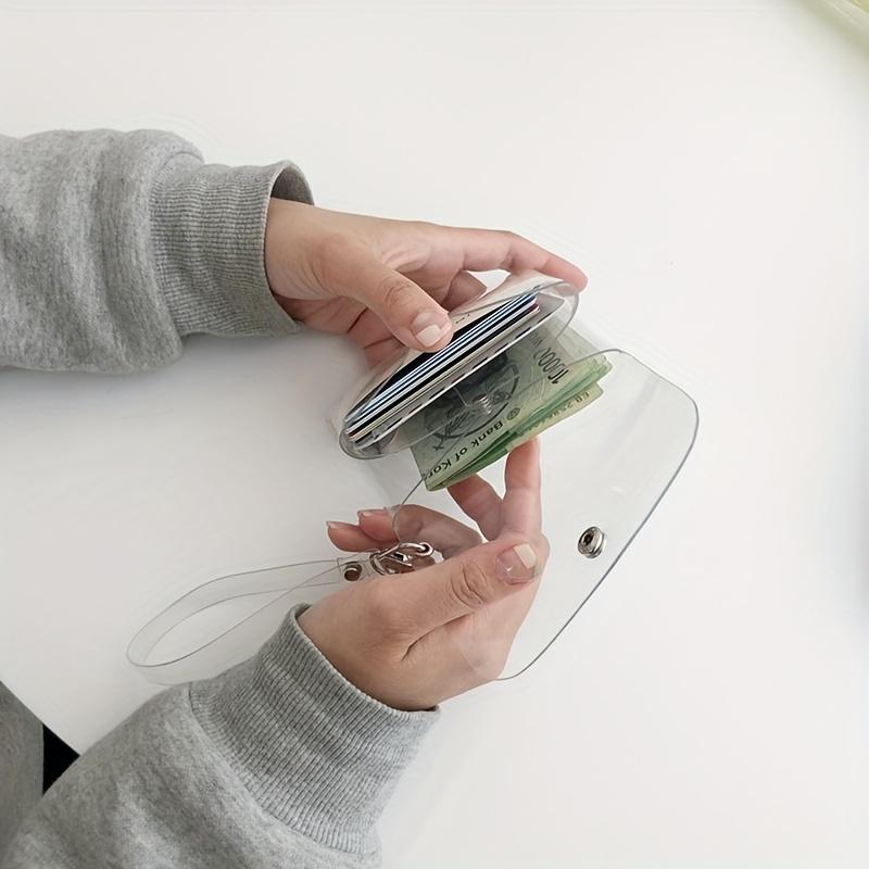 Transparent PVC Coin Purse - Double Layer, Clear Card Wallet with Key Ring Attachment for Women, Everyday Coin Holder|Sleek Design|Functional Design