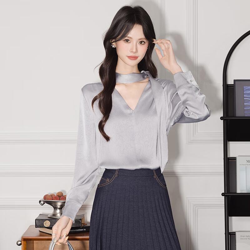 Troloman Elegant Long Sleeve Halter Neck Blouse XL