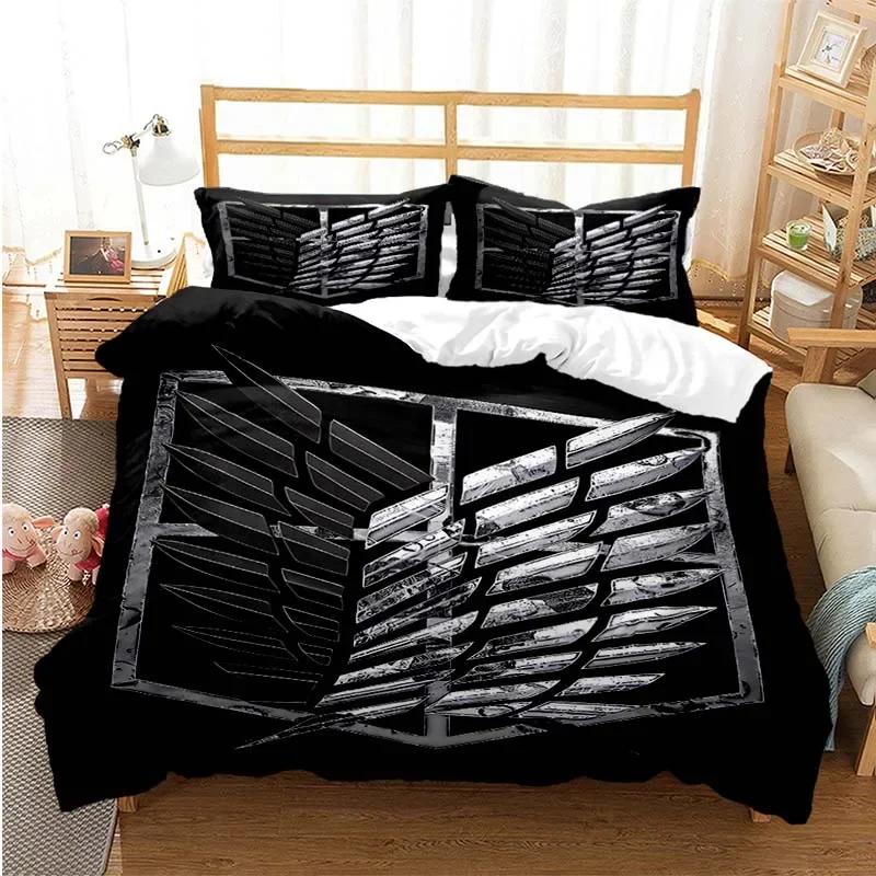Attack On Titan Fashion Digital Comfortable Duvet Quilt Cover Pillowcase Bedding Set Children Bedroom Decoration Home Textile
