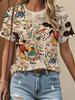 Women's Short Sleeve Crew Neck Digital Printed Women's Casual T-Shirt