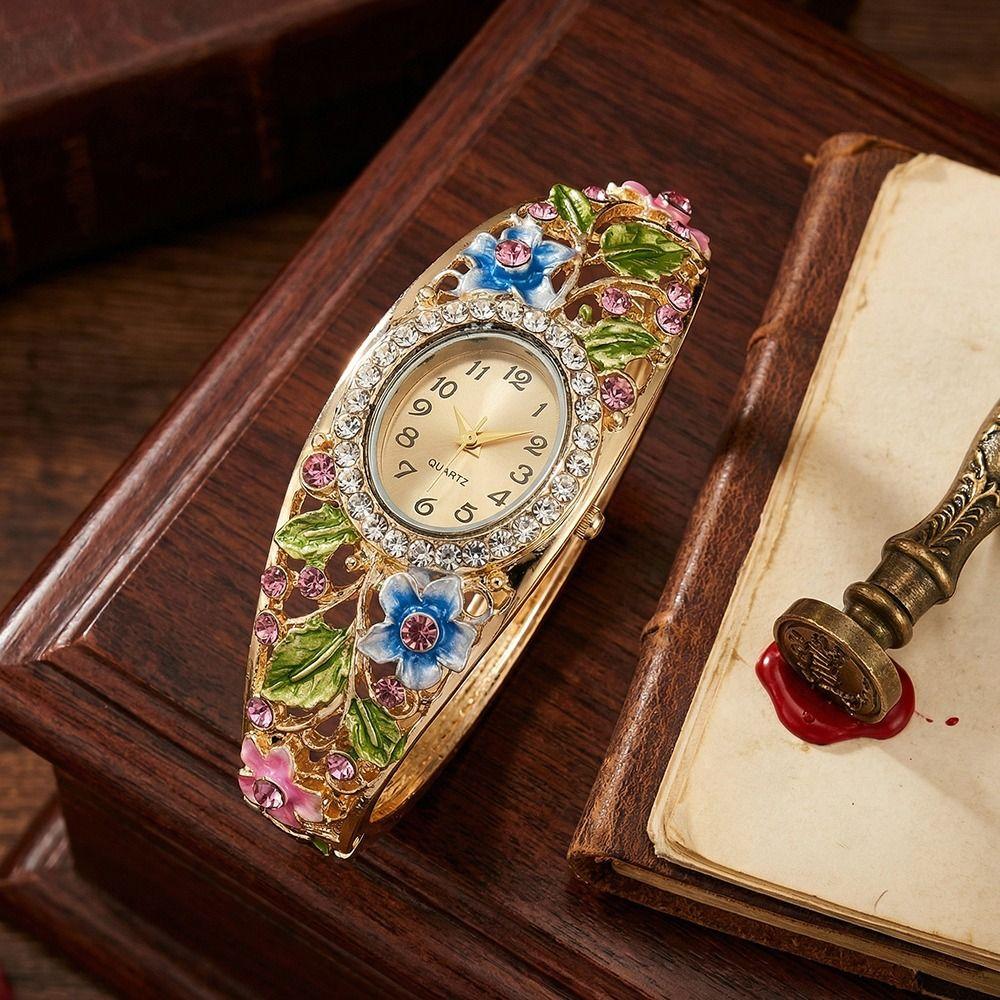 Rhinestone Bracelet Ladies Wristwatch Rich In Flowers Bracelet Watch Quartz Watch Dress Watch