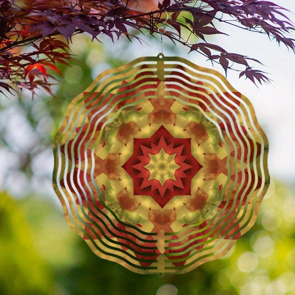 10 Inch Hanging Wind Spinner Mandala Design 360 Rotating Hook Artistic Outdoor Wind Chime for Balcony Garden Decor Spring Summer Gift