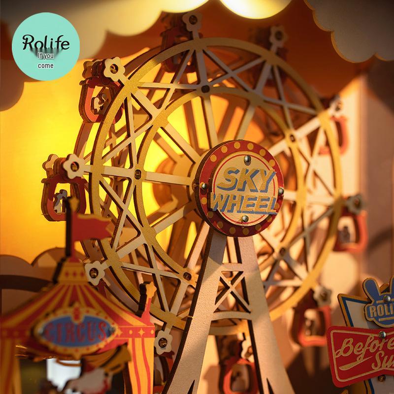 Ruotai Vintage Pozytywka DIY Puzzle 3D - Kreatywna Zabawka dla Dzieci i Prezent Urodzinowy