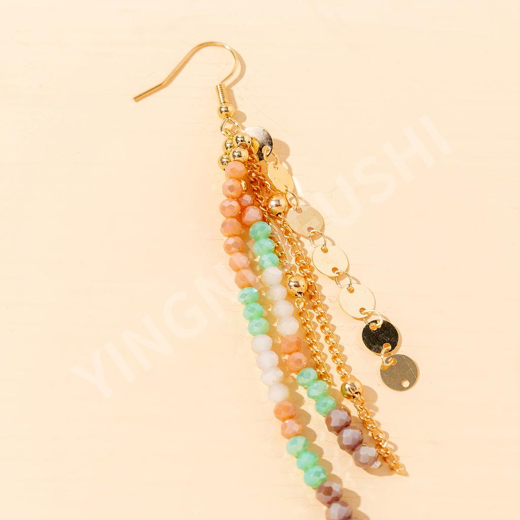 Bohemian style rice bead fringed earrings ethnic style long earrings fashion design ear jewelry spot