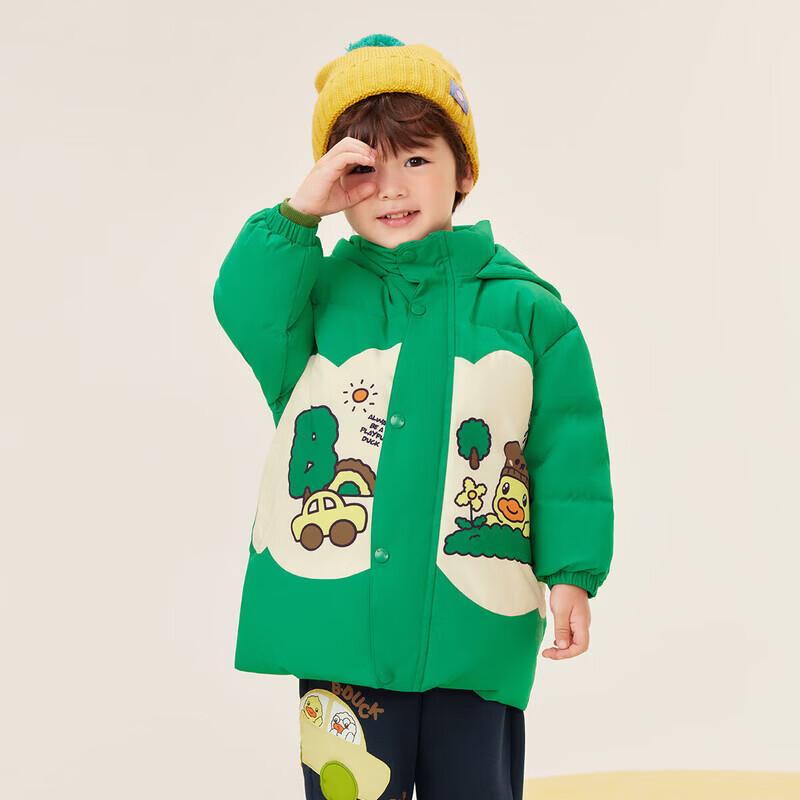 B.Duck Boys  Cartoon Hooded Mid-Length Winter Down Jacket 110