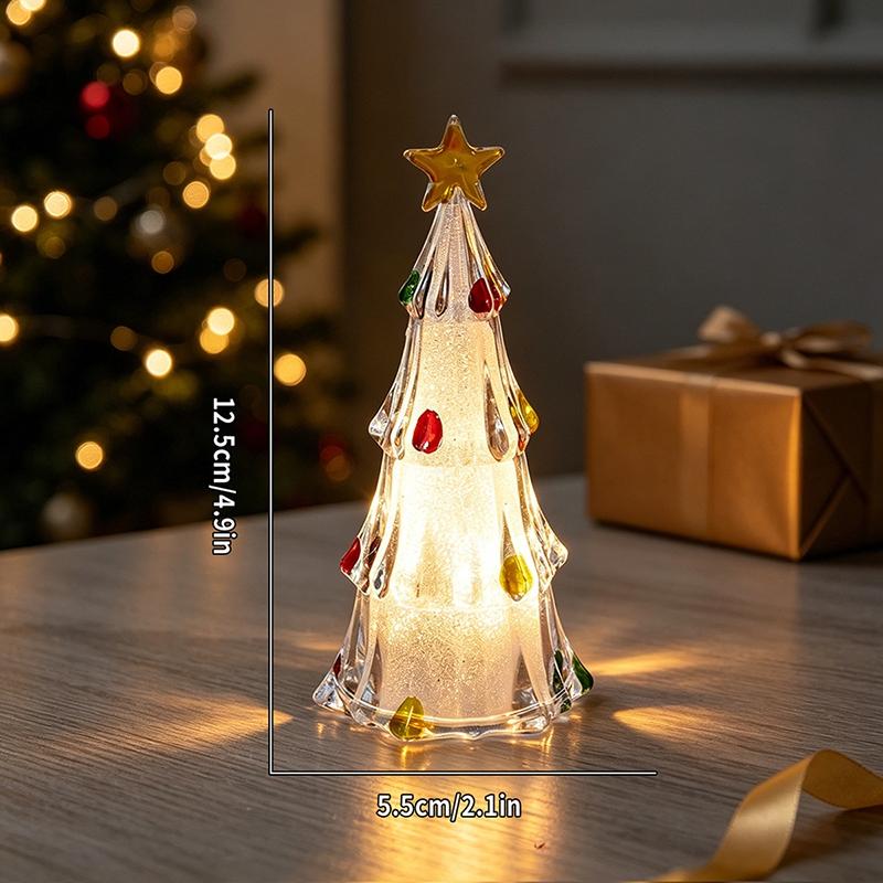 Crystal Christmas Tree Night Light Christmas Desktop Ornament Xmas Tree Lamp Christmas Gift Glow In The Dark Home Decor