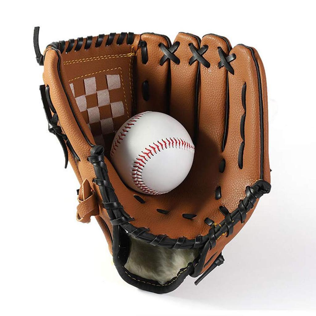 Zongsi Baseball Glove 9.5 Inches Softball Pitcher Catcher Kids Youth Adults Shock Absorption Built-in Beginner Left-Handed Brown