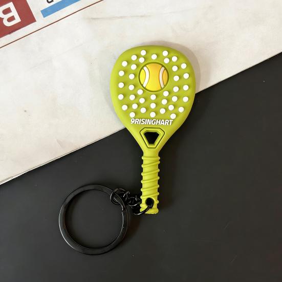 Keychain Vibrant Color Tennis Racket Design Keyring Sports-themed Bag Charm Non-slip Grip Key Chain Backpack Accessories