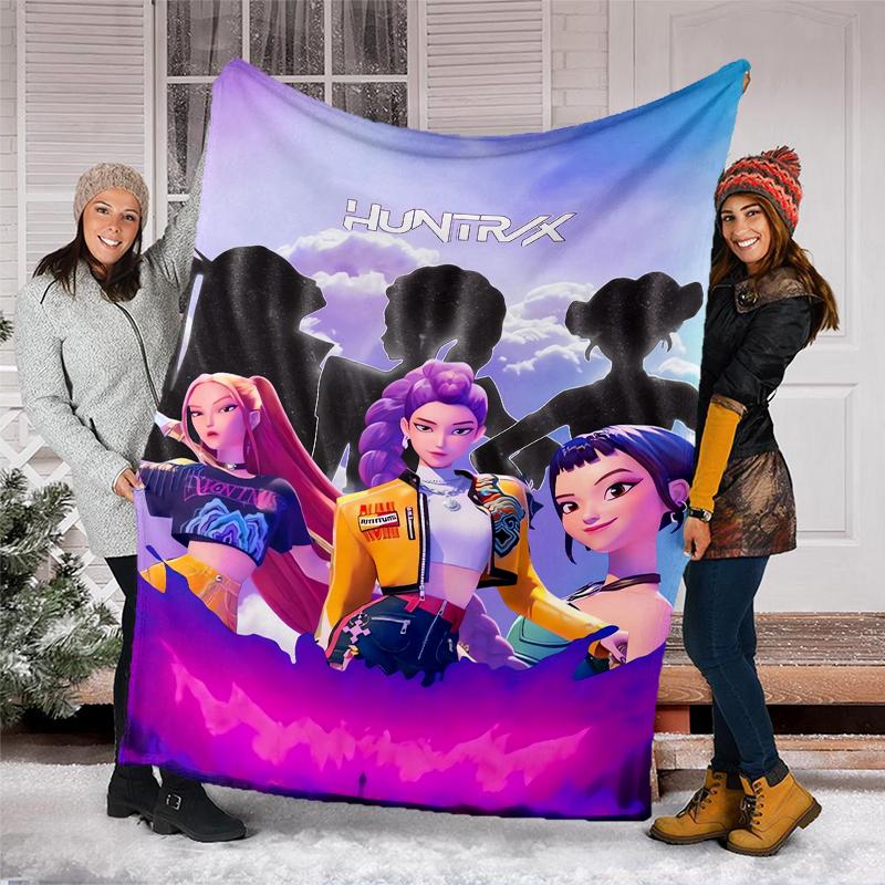 Coperta stampata a tema Cacciatori di Demoni KPop - Perfetta per divano, letto, viaggi e uso all'aperto | Lavabile in lavatrice, accogliente e resistente.