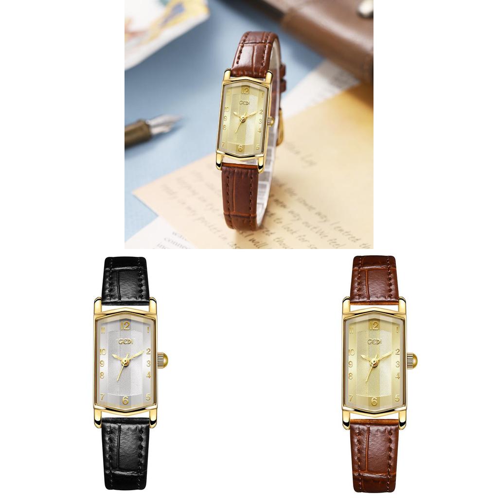 Gedi Womens Leather Watch With Quartz Movement For Elegant Vintage Style