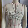 Stylish Pearls Body Necklace Fashionable Waist Chain Bra Chain Portable for Enhancing Curves At Romance Event Wear