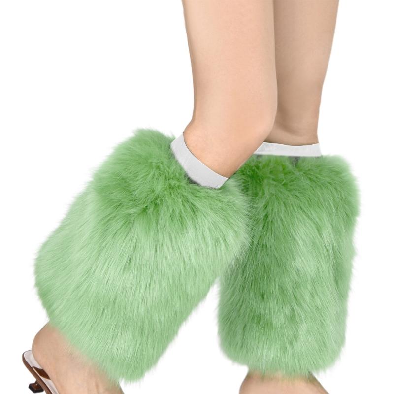 Boot Cuffs Leg Warmers Winter Warm Outdoor Fashion Vibrant Neon Fluffy Faux Fur Boots Cover Thick Calf Socks for Women