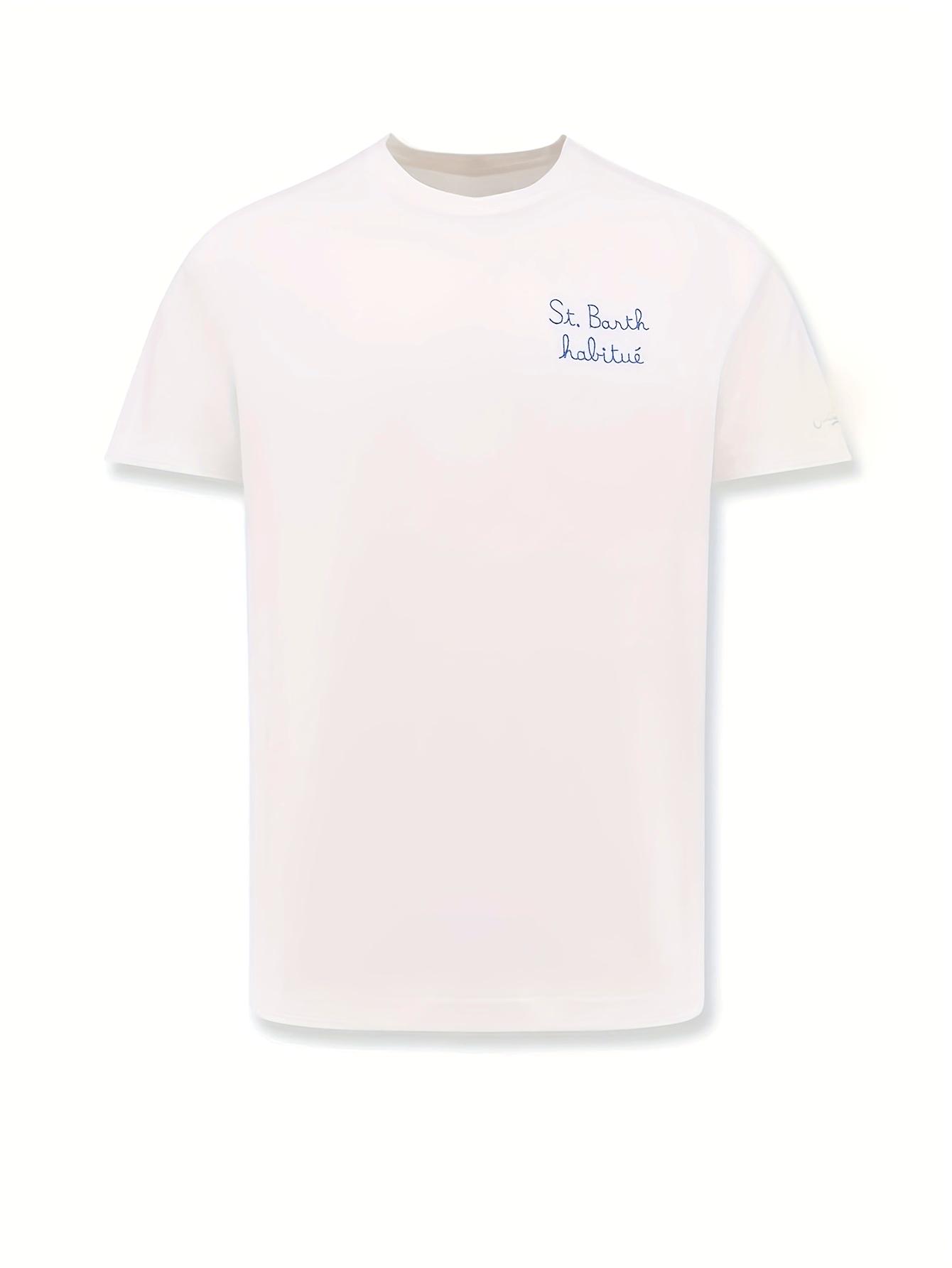 

MC2 St. Bartholomew Logo & St. Bartholomew Print T-Shirt - Unisex Cropped Fit Crew Neck Short Sleeve S
