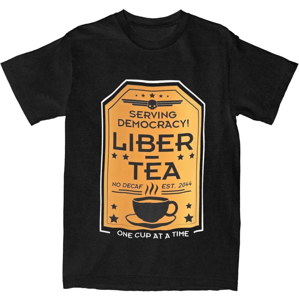 Helldivers 2 Liber Tea T Shirt Apparel Men Women Cotton Awesome Cup of Liber-Tea Tees Short Sleeve Clothing Graphic Printed