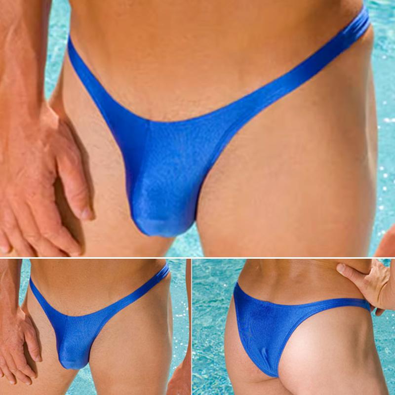 1Pc Men G-string Nylon Thongs Convex Panties Sexy Briefs Solid Color Underwear