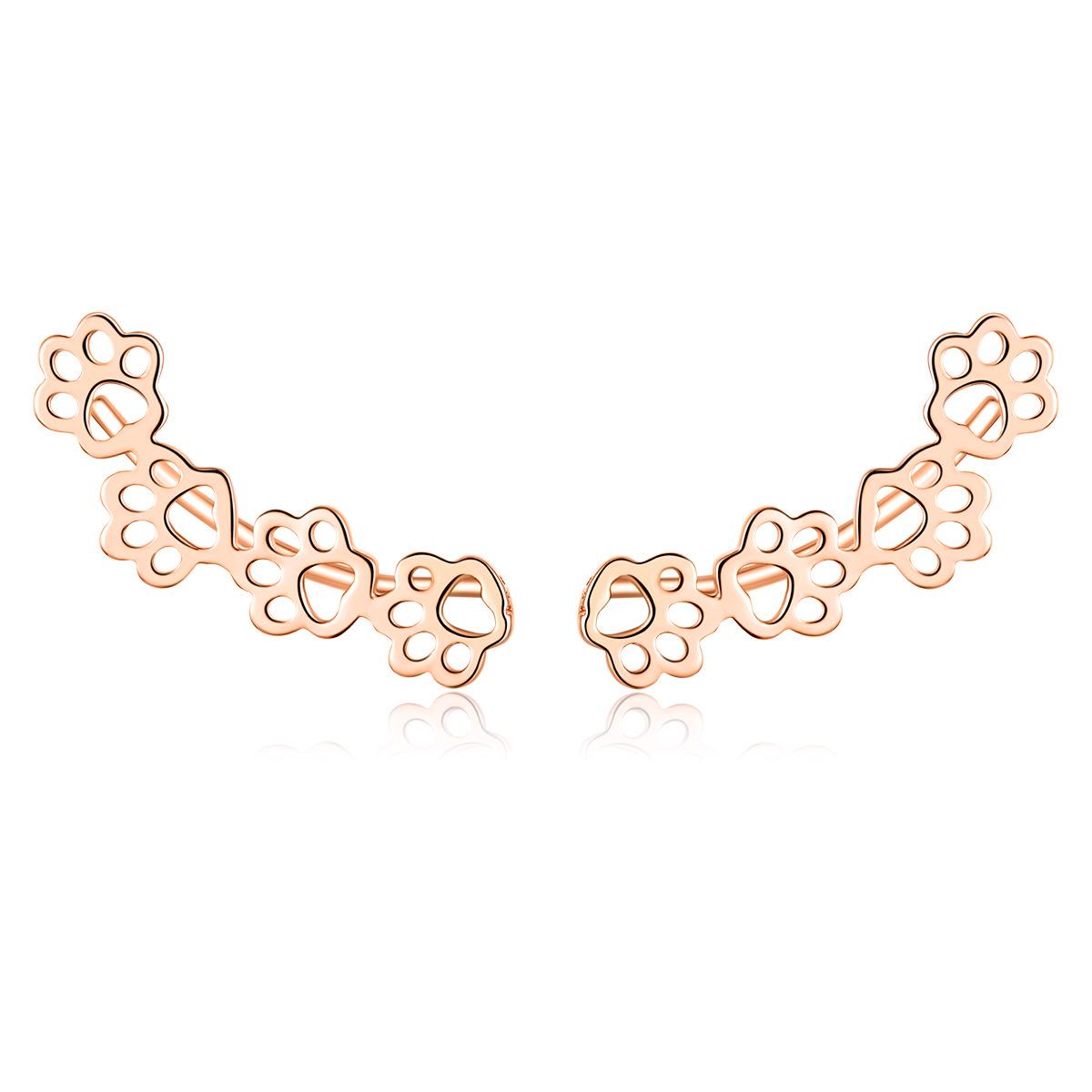 

Yinziyun s925 Sterling Silver Cute Kitten Paw Stud Earrings for Women - European & American Fashion SCE430 925 Sterling Silver розового золота