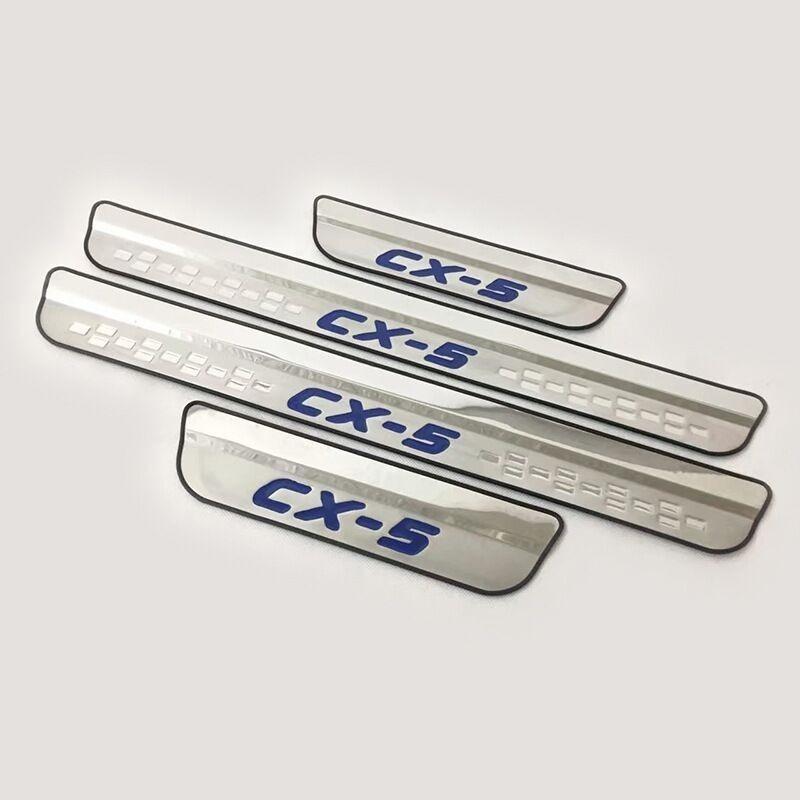 För MAZDA CX-5 17- Bilstege Dörrtröskellist Trösklar fotbrädor Stegvagn rostfritt stål kromstyling