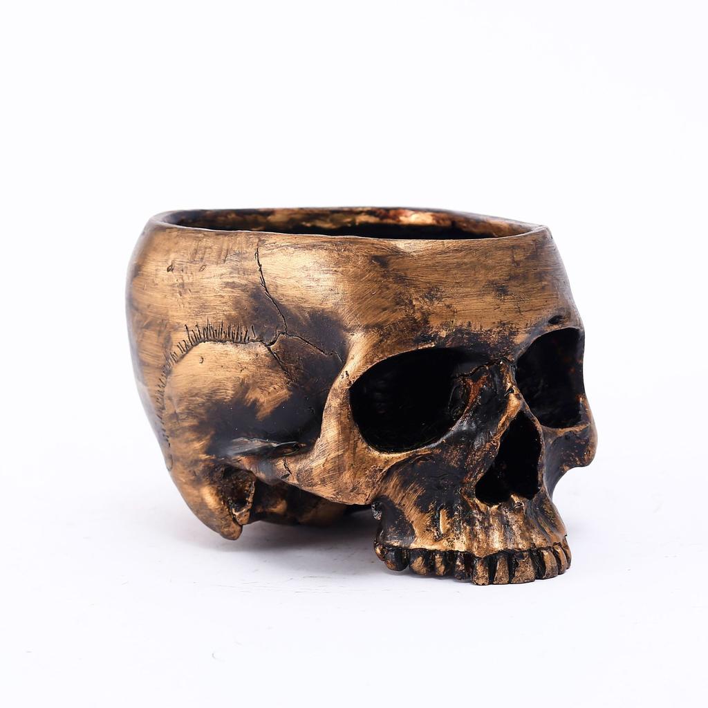 Bronze Skull Desktop Storage Ornaments Skull Flowerpot Halloween Holiday Decoration Home Accessories