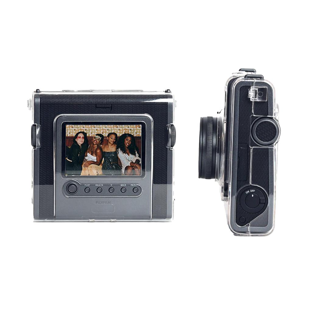 Kimyaoee Wide EVO Instant Film Camera with Clear Plastic Protective Case and Hard Camera Shoulder Strap for Fujifilm Instax Wide EVO Camera