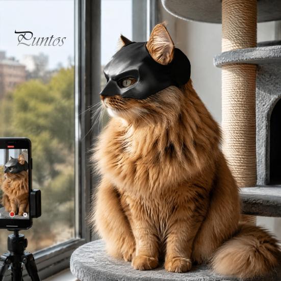 Comfortable Cat Face Mask Bat Mask, Funny Helmet, Hat Cosplay Costume, Adjustable Pet for Holiday Costume Gear Halloween Party Photo Props,