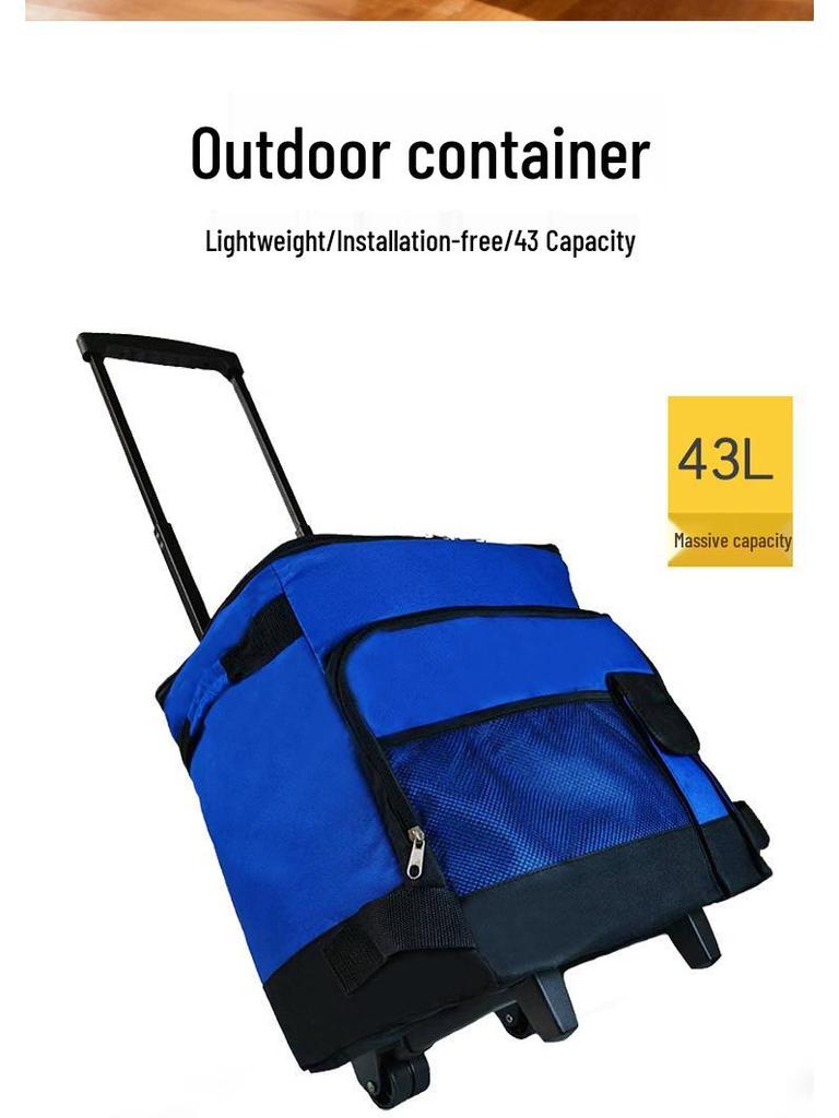 Foldable Large-Capacity Insulated Trolley Bag for Outdoor Travel and Picnics