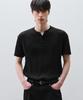 DRAW FIT Fine Ribbed Henley Neck Half T-Shirt [Black]