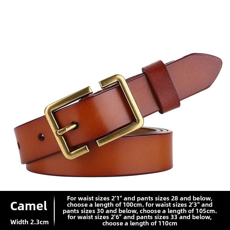 Womens Leather Belt With Stylish Square Pin Buckle For Daily Use