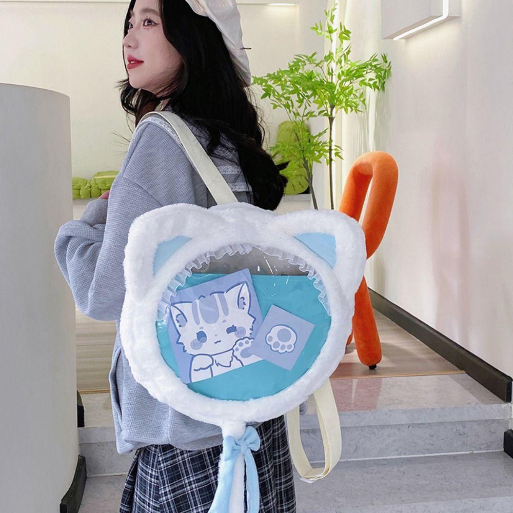 Crossbody Bag Transparent Pouch Itabag Japanese Style Plush Backpack Cute Cat Shoulder Bag  Lady