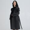 Yiliteng Women's Double-Faced Pure Wool Long Coat with Belt