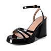 Summer High Heeled Sandals Woman Shoes Genuine Leather Platform Shoes Thick Sole Sandals Square High Heels Plus Size