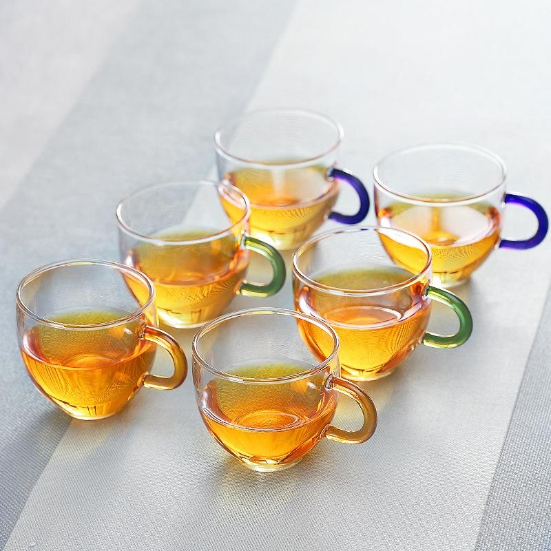 6 PCS / Coffee Cup High Borosilicate High Temperature Resistant Glass Small Cup Thickened Heat Resis