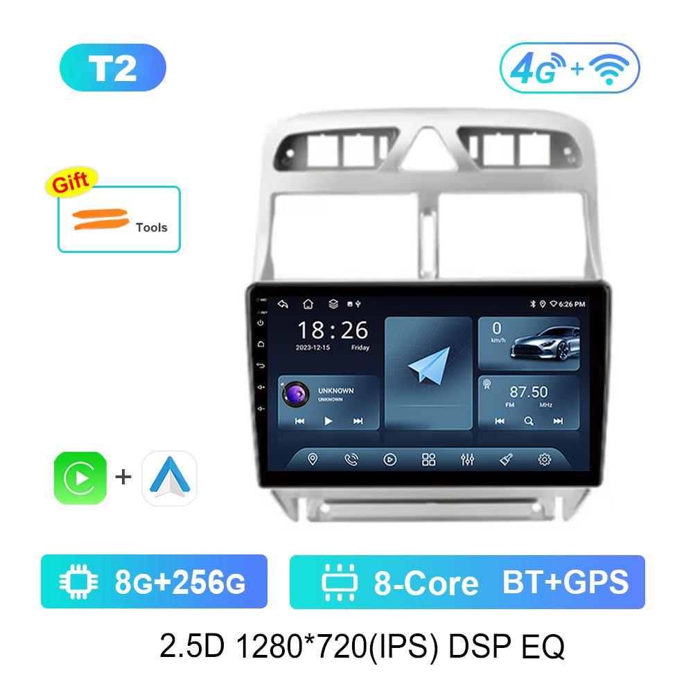 9 Inch Car Radio Multimedia Player Android for Peugeot 307 307CC 307SW 2004 - 2013 GPS 4G Carplay BT Split Screen Auto Tools