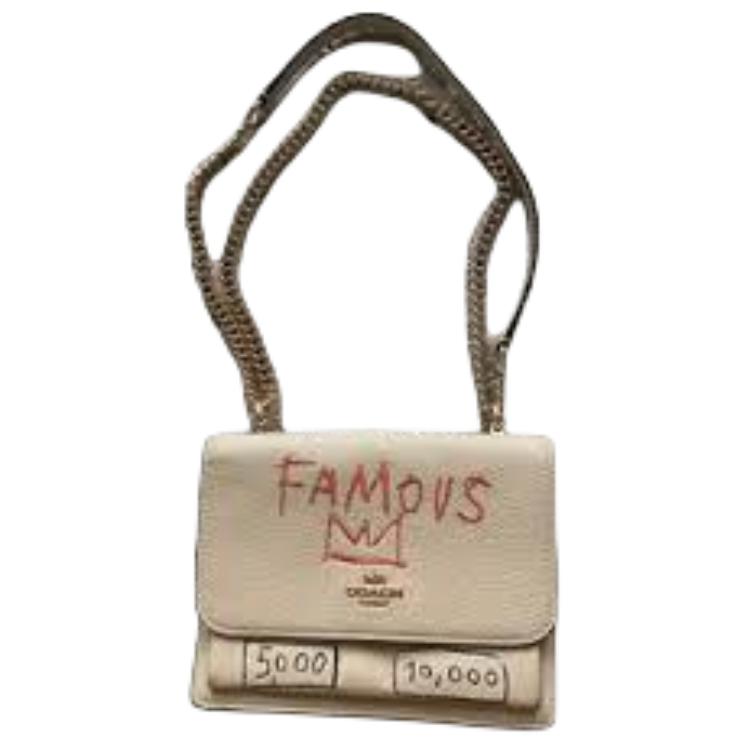 New COACH X Jean Michel Basquiat Collaboration Klare Leather Trunk Bag, Crossbody Bag, Shoulder Bag Trumpets Women's Khaki C5653-IMOQY