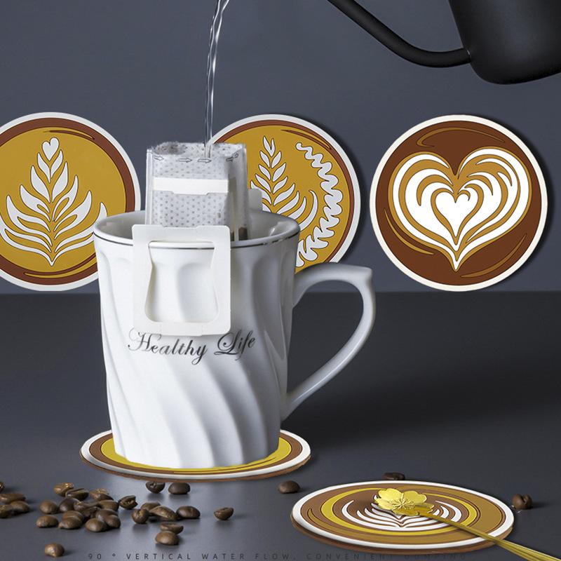 Podložka pod šálek kávy Latte Art, izolační podložky pod tácky, konferenční stolek, protiskluzová miska, zesílená jídelní podložka, kuchyňské doplňky