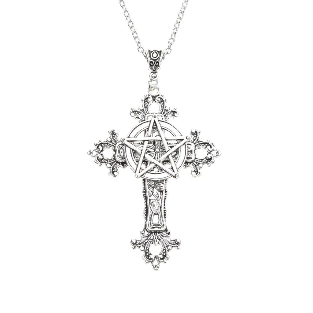 Elegant Gothic Chain Necklaces Religious Neck Jewelry Pendant Necklace Simple Neckchain for Parties and Casual Looks