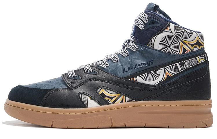 Li Ning 937 Текстиль, Кожа Устойчивые к истиранию, Легкие и Дышащие Высокие Кеды для Скейтборда Мужские Черно-Синие AZGS043-3 41