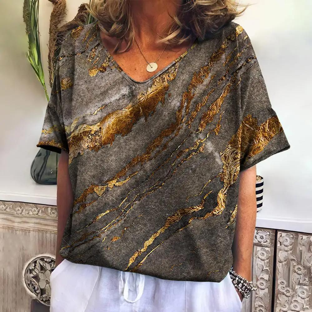 Women's 3D Print T-shirt Plus Size Harajuku Streetwear Casual V-neck Shirt