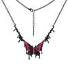 Necklace Personality Sexy Electrophoresis Black Drop Oil Powder Butterfly Pendant Collarbone Chain Necklace Female