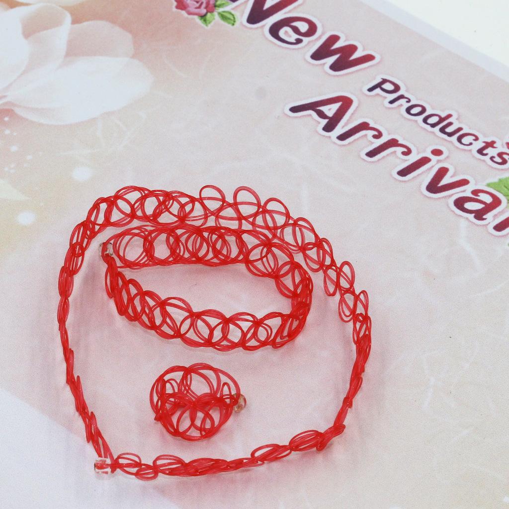Handmade Retro Harajuku Woven Necklace, Bracelet, and Ring Set for Women