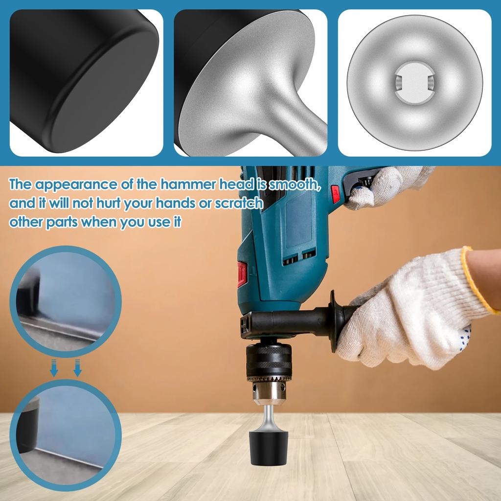 Hammer Head Round Shank Vanadium Steel Wear Resistant Hammer Drill Head  Hammer Accessories for Hammering Metal Sheet Wall Tile