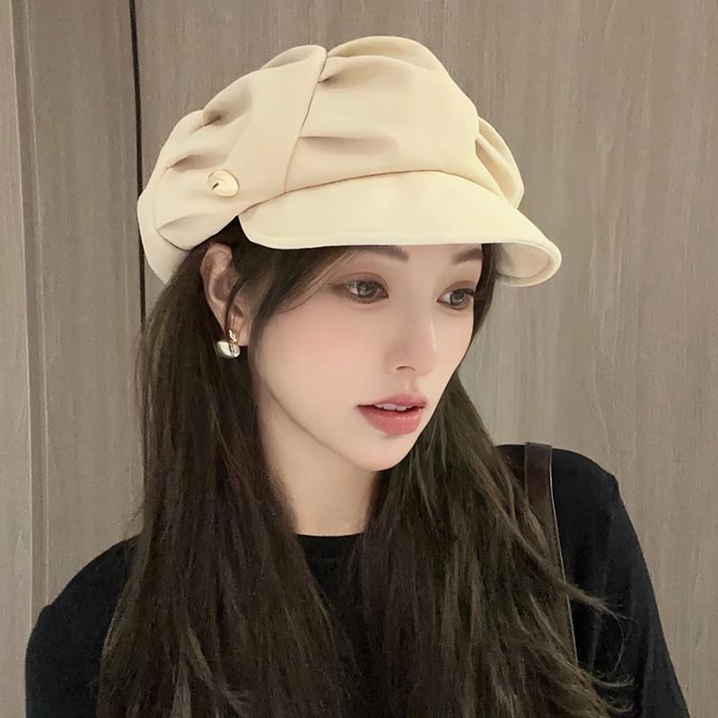 British Style Retro Beret Versatile for Spring and Autumn with A Large Head and A Newsboy's Cloud Cap
