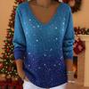 2026 Women's Spring Tie-Dye V-Neck Long Sleeve Top - European & American Trendy Style
