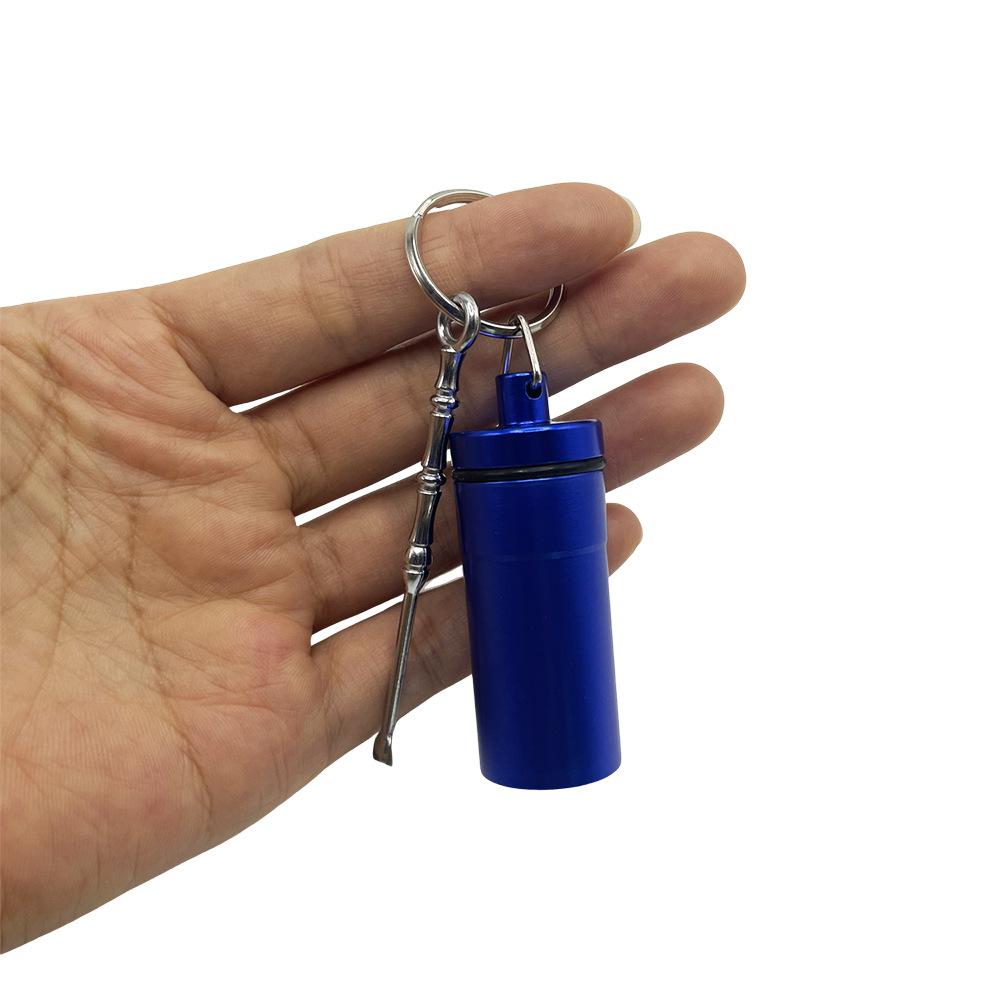 New style High Quality Medicine Box with Keychain Metal spoon Snuff bottle Aluminum Sealed Storage Portable Gifts for Men