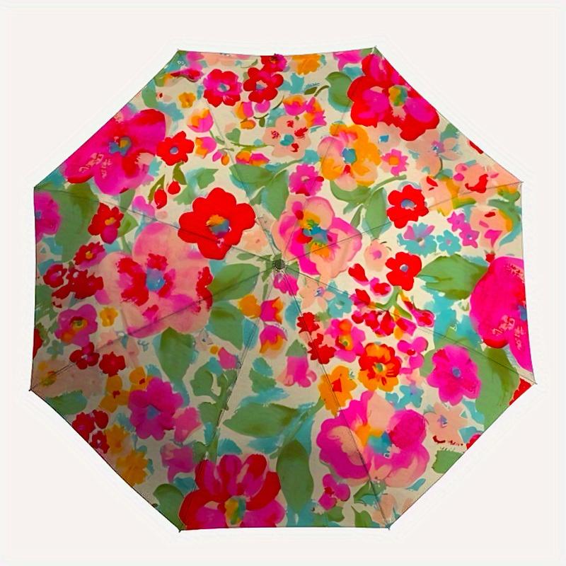 

1pc Floral Pattern Automatic Open/Close Umbrella with Windproof, Functional Design, 8-Rib Sturdy Canopy, Durable Ribs139