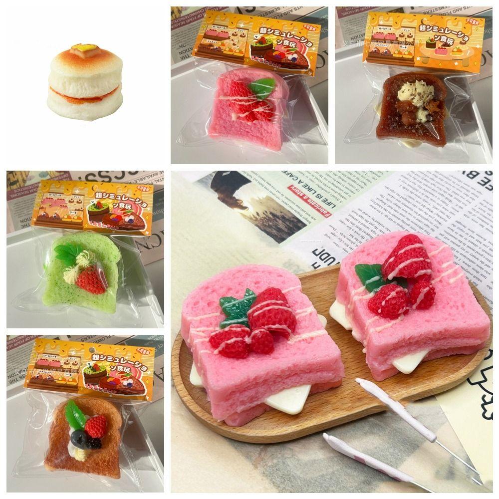 Wykwintna Dwupoziomowa Truskawkowa Kanapka Squishy Zabawka Powoli Podnosząca Symulowany Owocowy Chleb Deser Zabawka do Ściskania Odstresowująca Fidget
