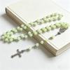 Luminous 8mm Round Bead Cross Necklace for Men and Women