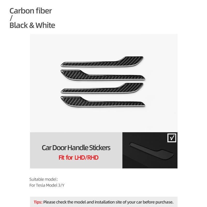 

For Tesla Model Y 2019- Model 3 Highland 2025 Carbon Fiber Car Styling Door Handle Trim Protector Sticker Decoration Accessories