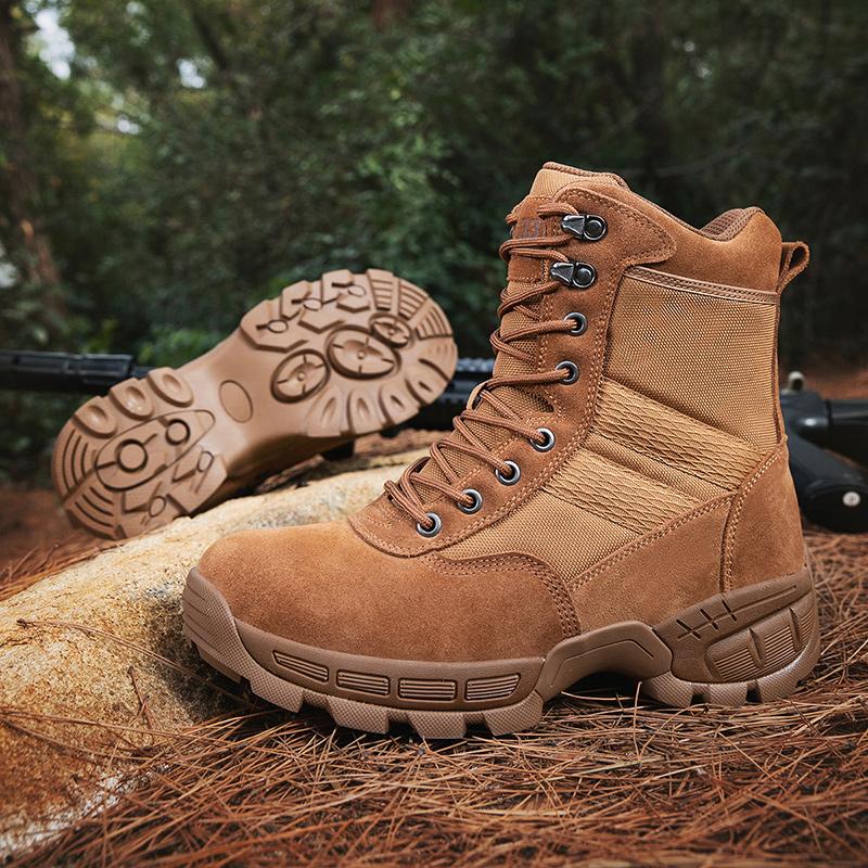 TUINANLE Men Climbing Boots Non Slip High Tops Platform Training Shoes Male Zipper Hiking Shoes