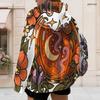 Women Plus Size Zip Up Hoodie Long Sleeve Drawstring Hood With Pockets Halloween Ghost Pumpkin Printed White