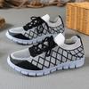 2025 Foreign Trade Four Seasons New Women's Fly-woven Breathable Sports and Leisure Shoes Large Size Round Head Lace-up Knitted Shoes
